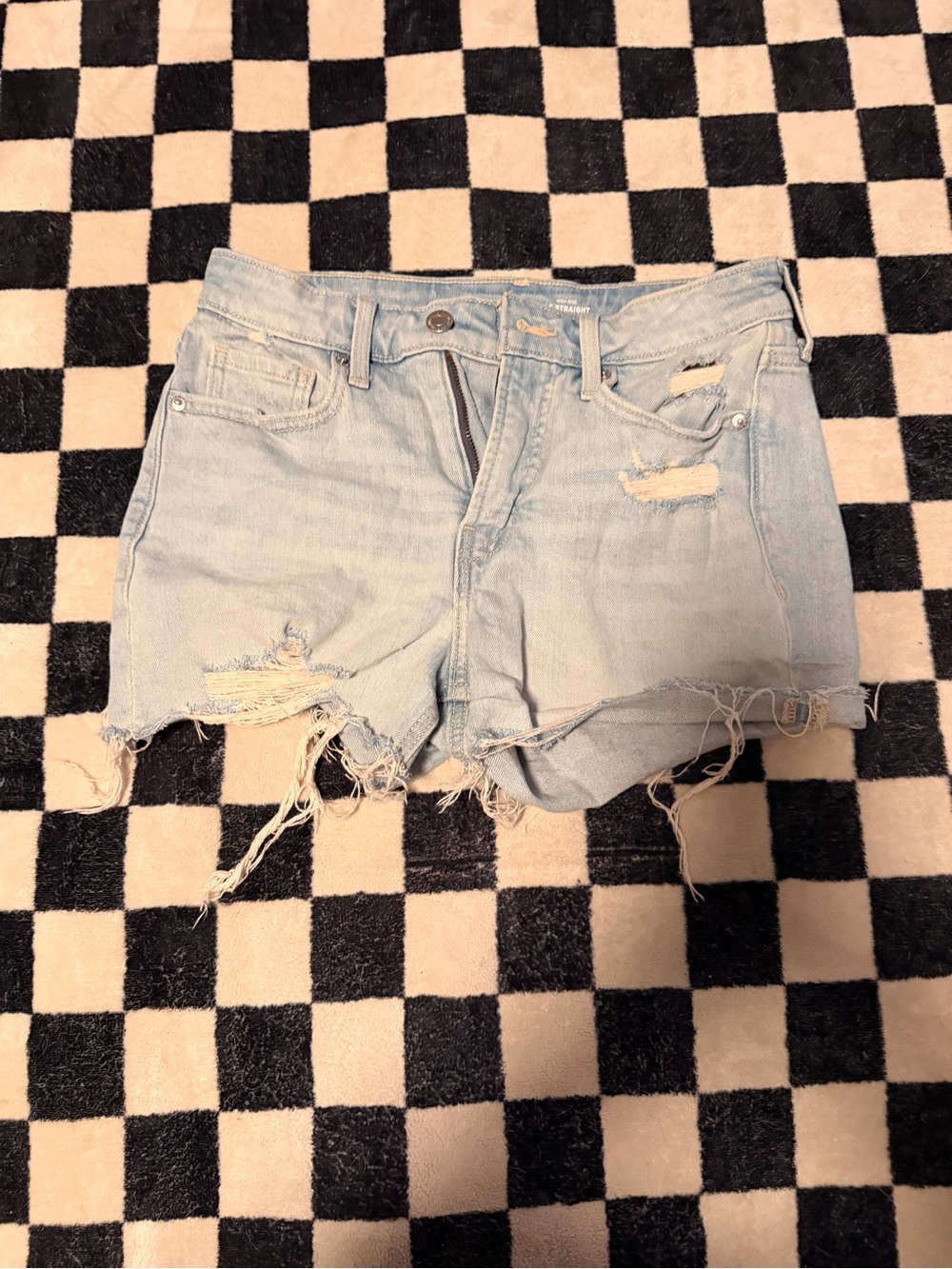 Old Navy Light Blue Distressed High Waist Denim Shorts
